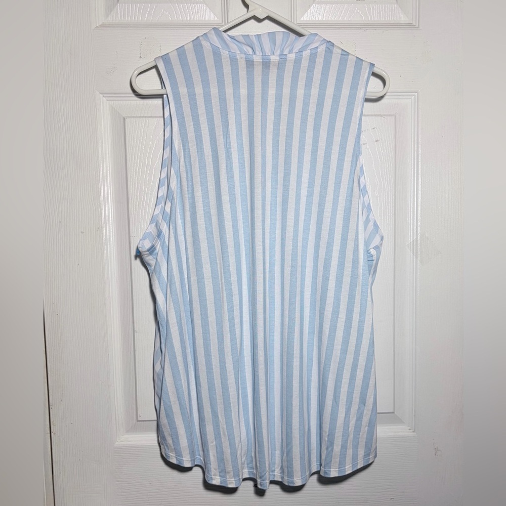 New LOFT Ruffled V-Neck Striped Tank Blouse Sz XL - Picture 2 of 7